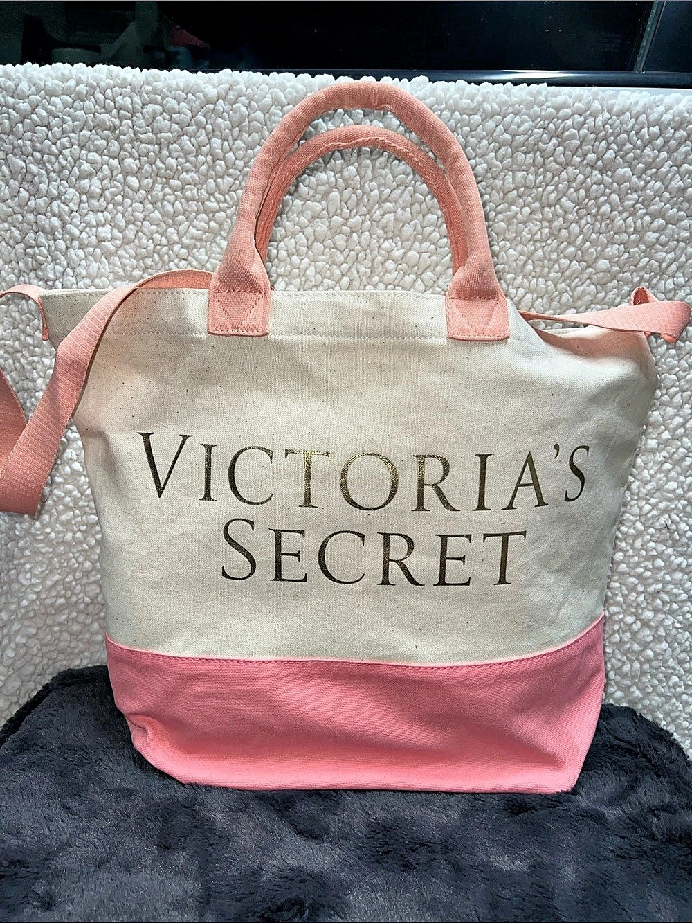 Victoria's Secret Color Block Tote w/ Attached Crossbody Strap. Like new.